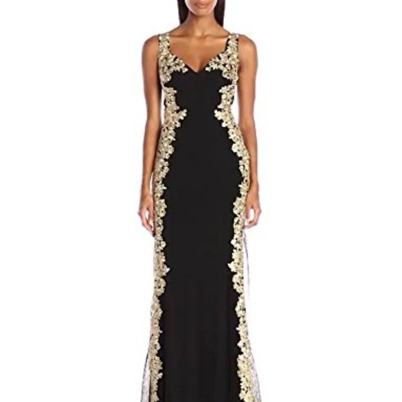 betsy and adam black and gold dress